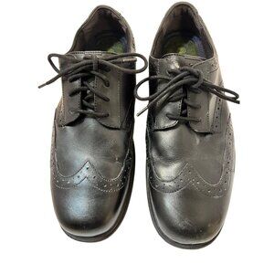 Florsheim Mens 11D Black Leather Wingtip Oxford Work Shoes Slip & Oil Resistant